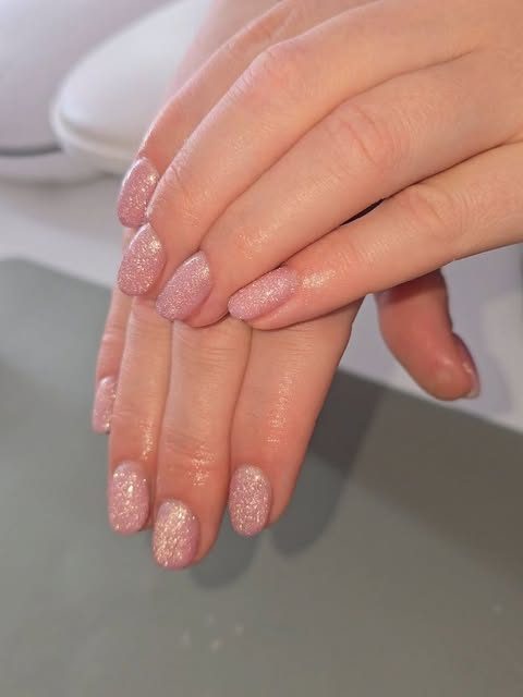 Pink glitter nails